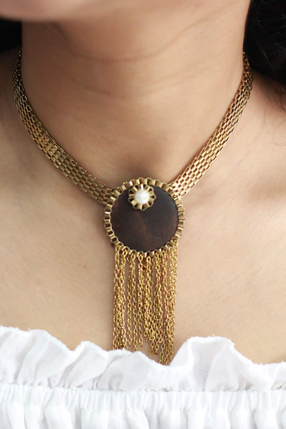 Rejuvenate Jewels Tassel Chain Choker Necklace 