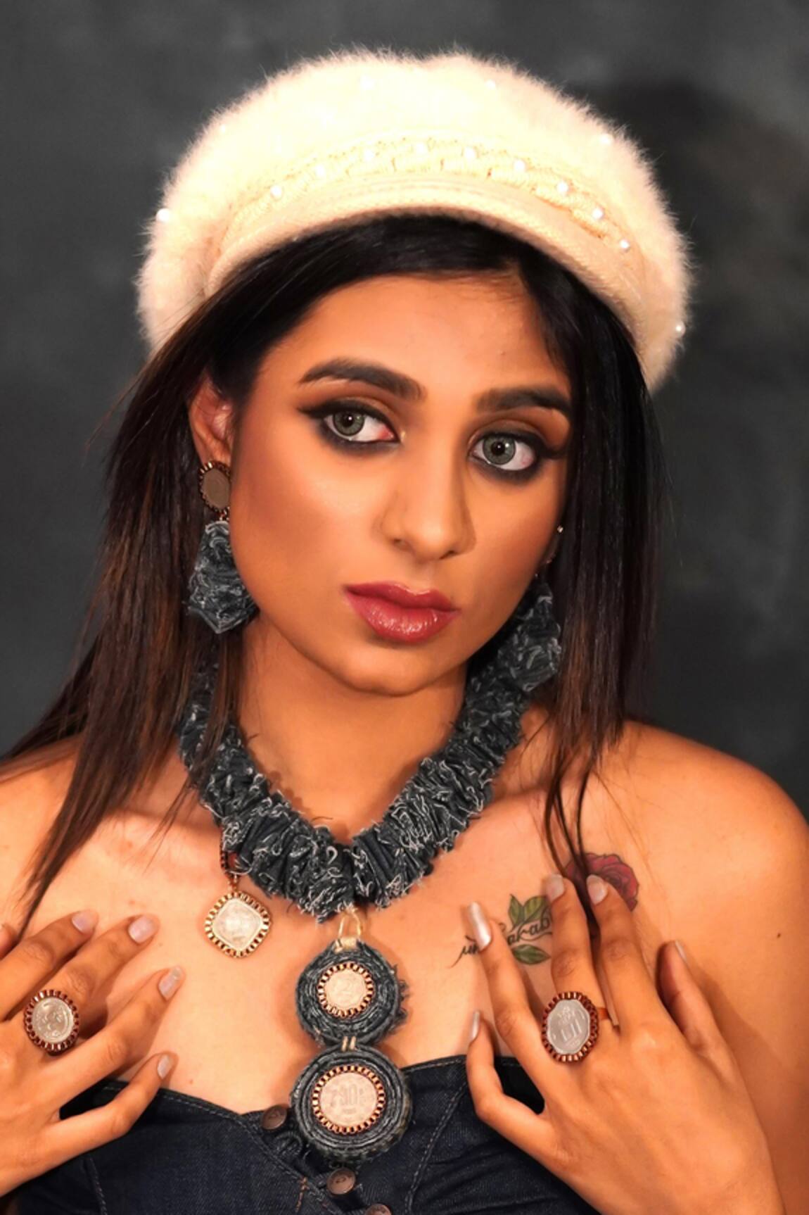 Rejuvenate Jewels 50 Paisa Denim Ruffled Necklace 