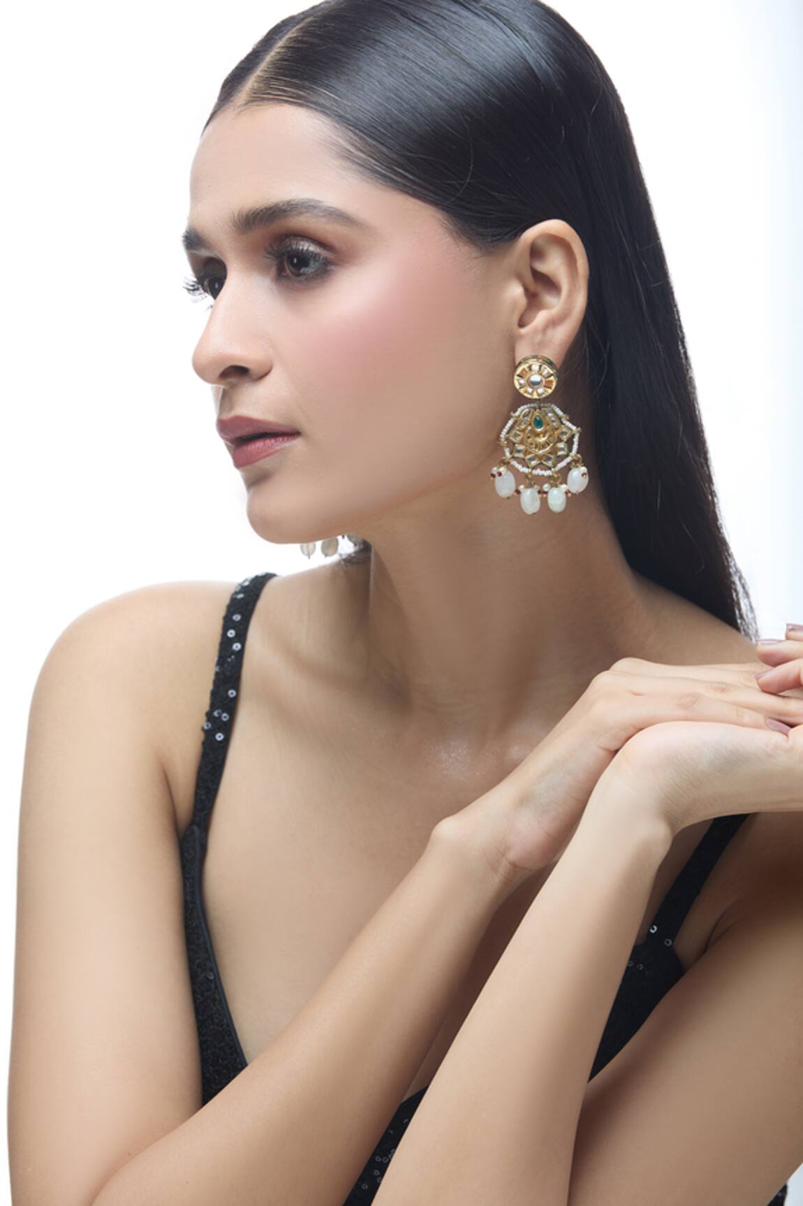 Just Shradhas Mandala Carved Earrings 