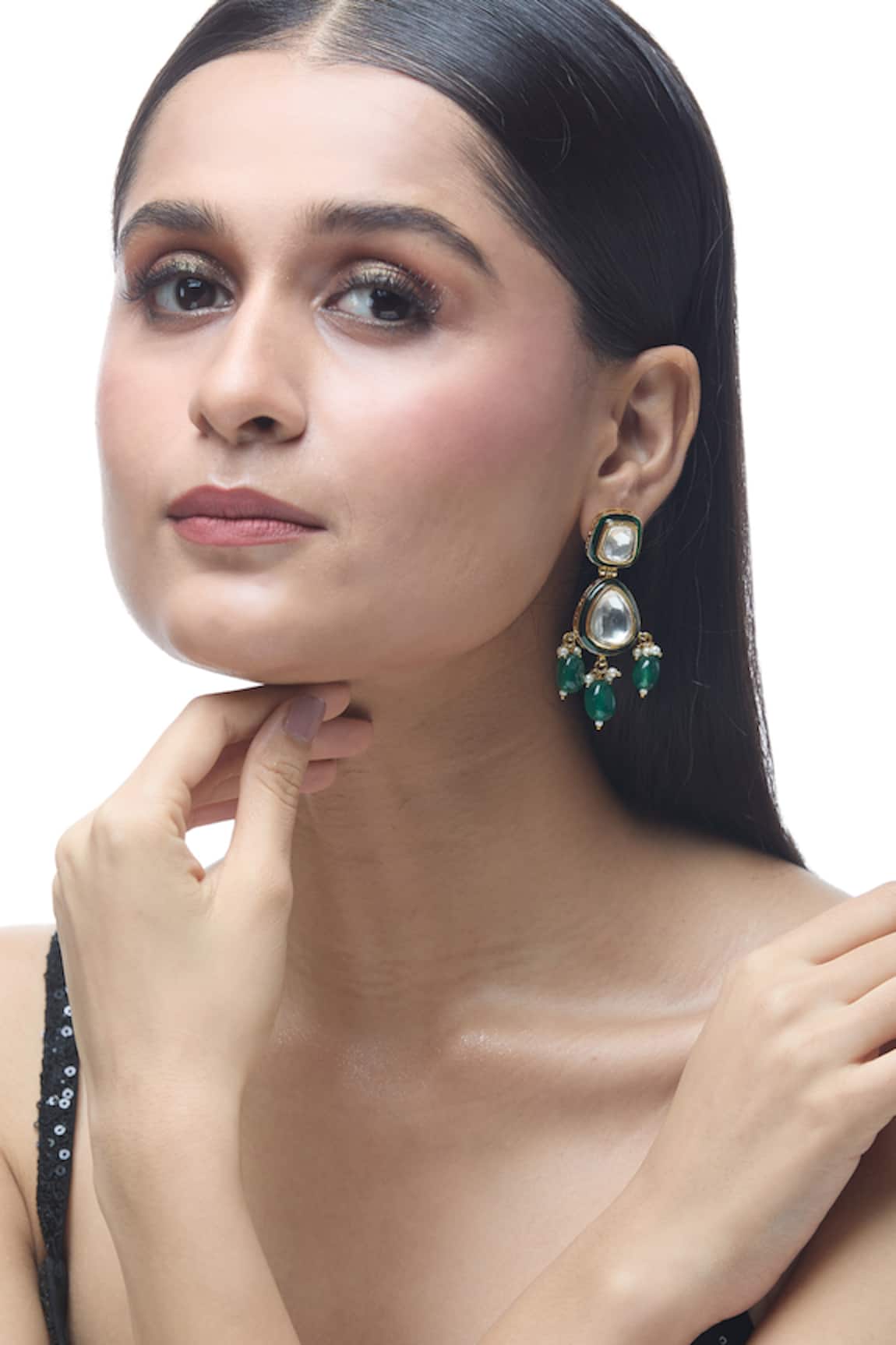Just Shradhas Natural Stone Embellished Earrings 