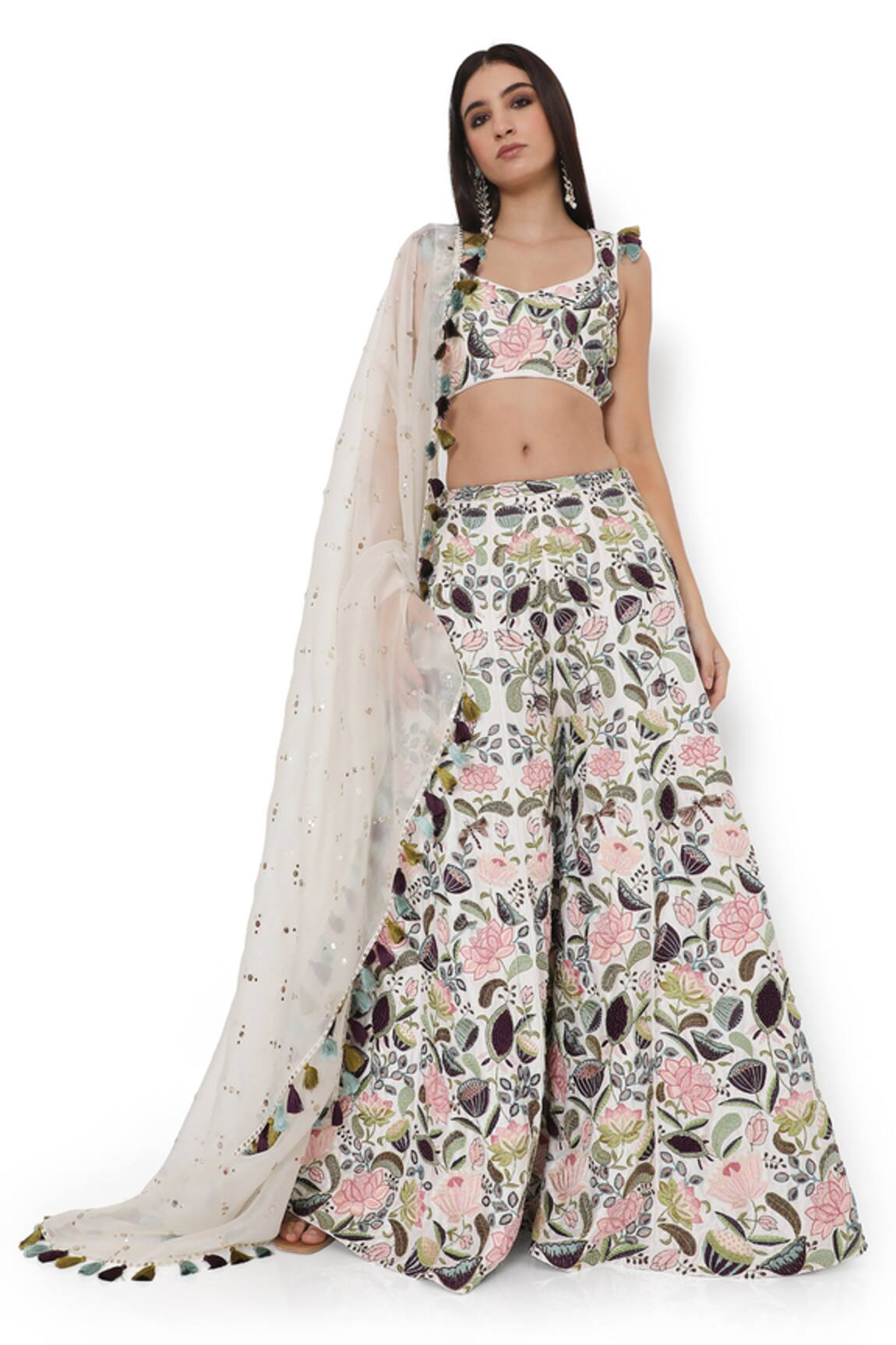 Payal Singhal Lotus Garden Embroidered Choli Sharara Set 