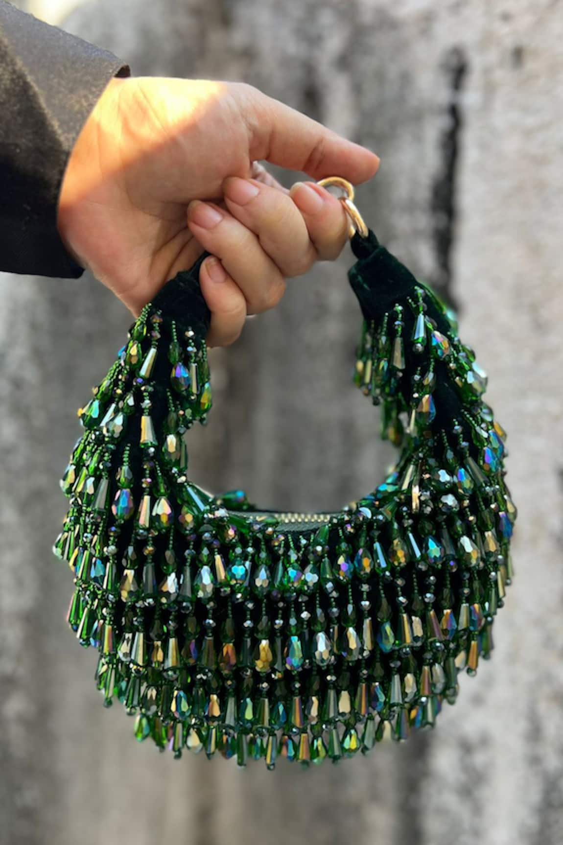 Aloha by PS Glass Crystal Tassel Embellished Bag