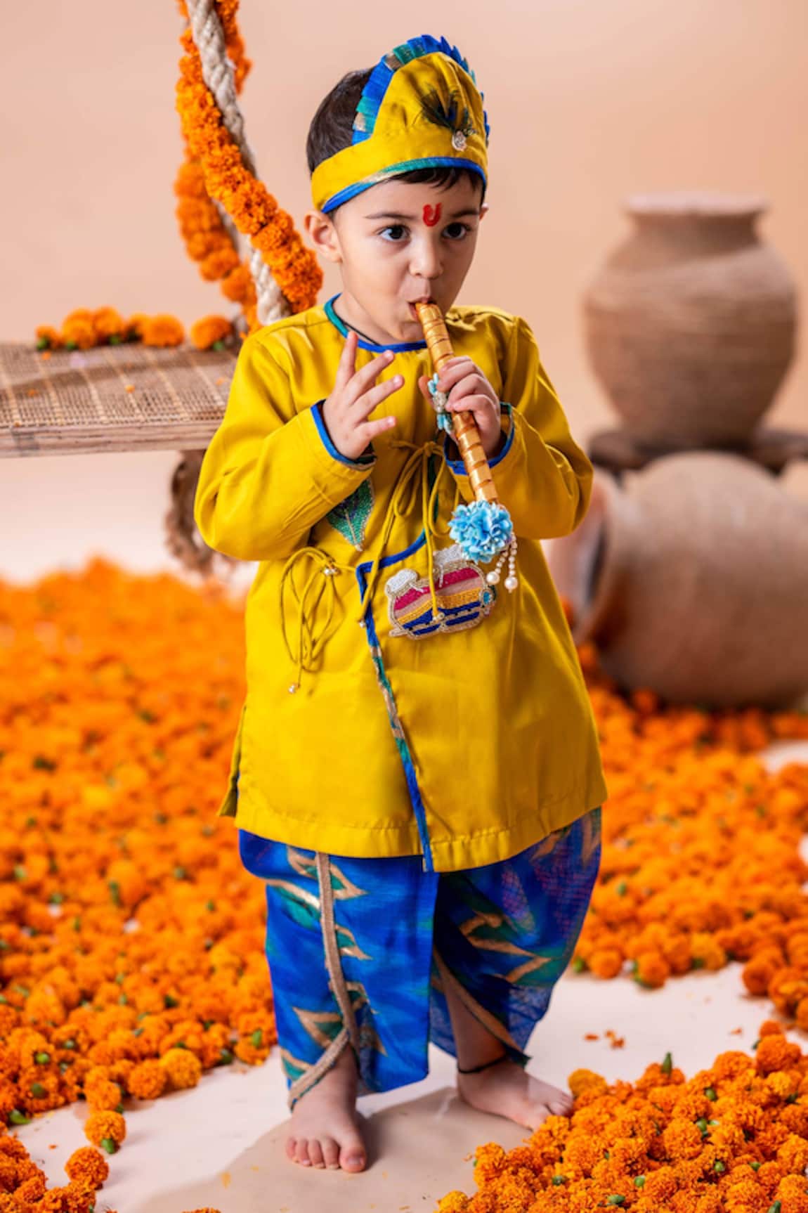 Rage Attire-Sweta Saria Makhan Chor Lehariya Kurta With Dhoti Pant