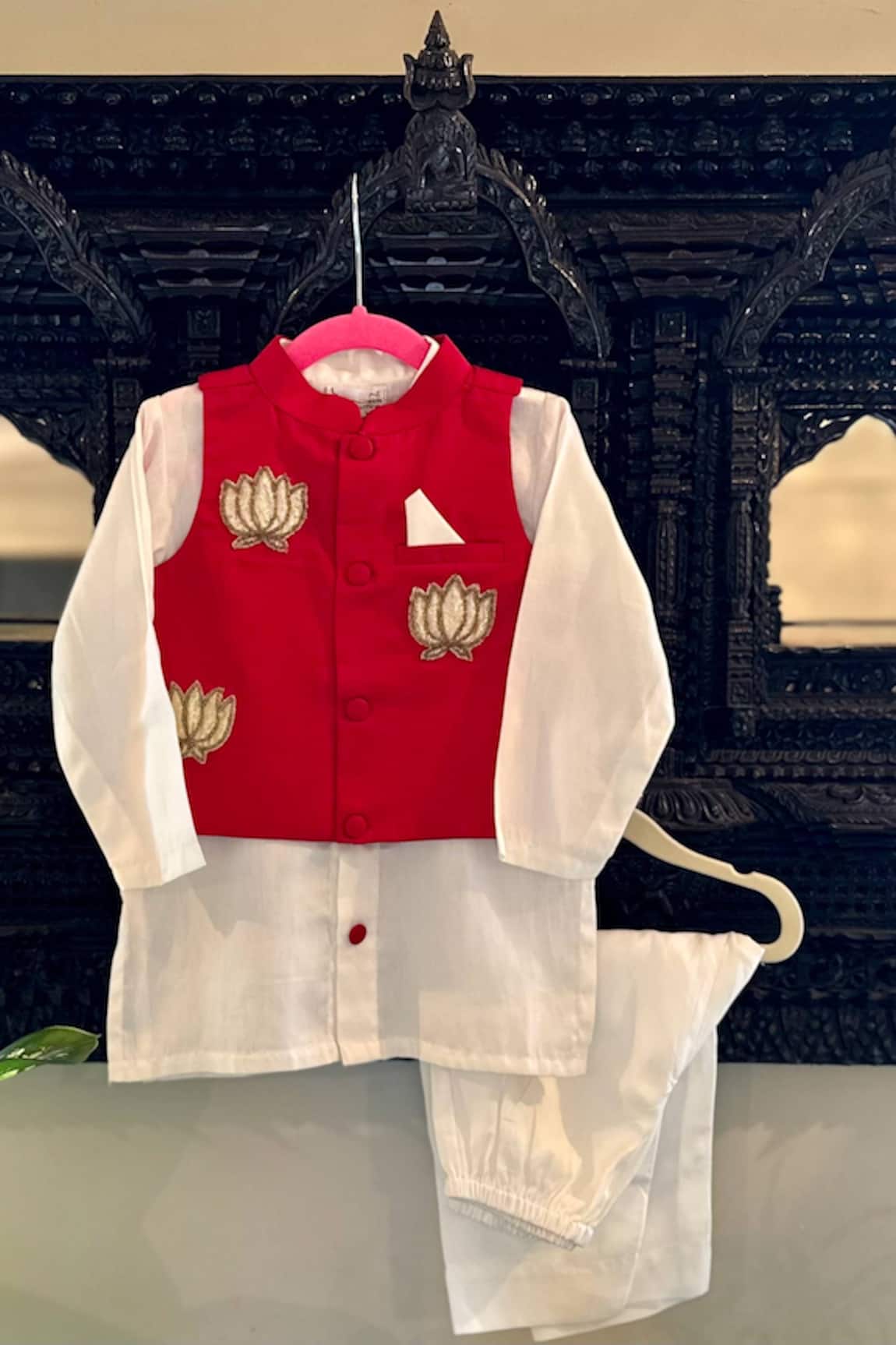 Rage Attire-Sweta Saria Lotus Embroidered Nehru Jacket Set