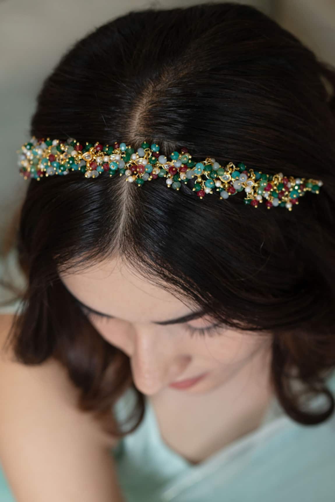 Do Taara Kundan Onyx Stone Embellished Headband 
