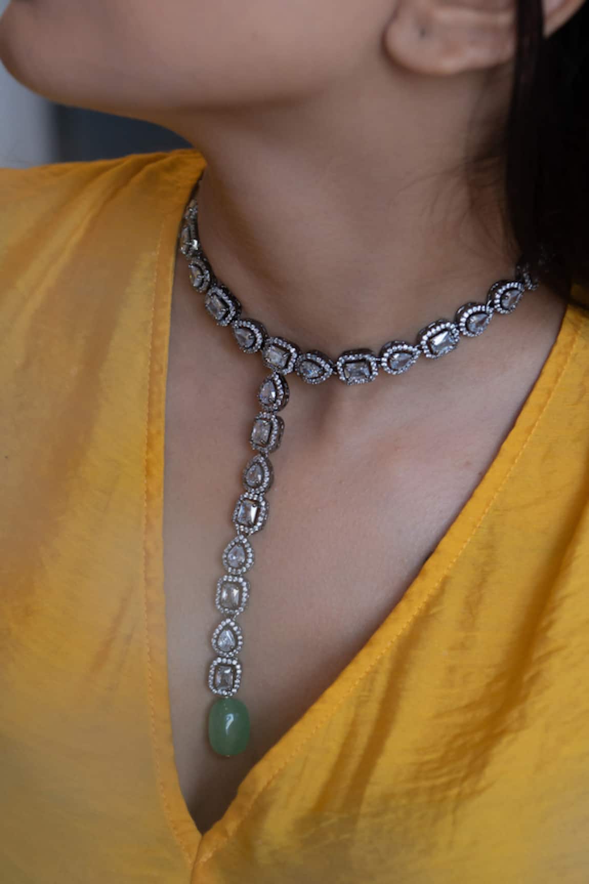 Do Taara Faux Diamond & Natural Stone Embellished Necklace 