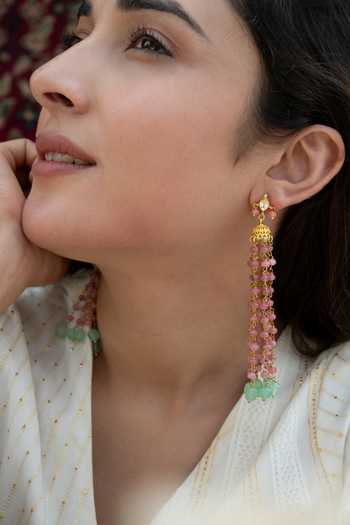 Do Taara Kundan & Onyx Long Jhumka Earrings 