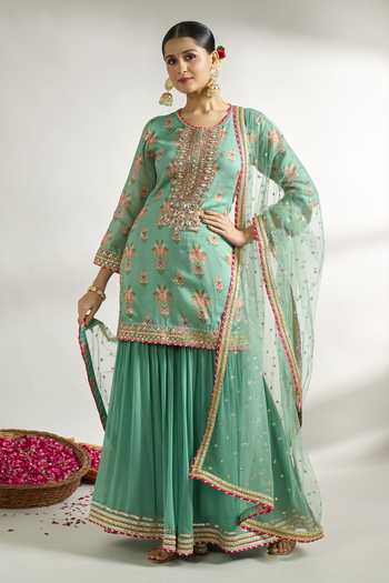 Gopi Vaid Floral Print Kurta Sharara Set 