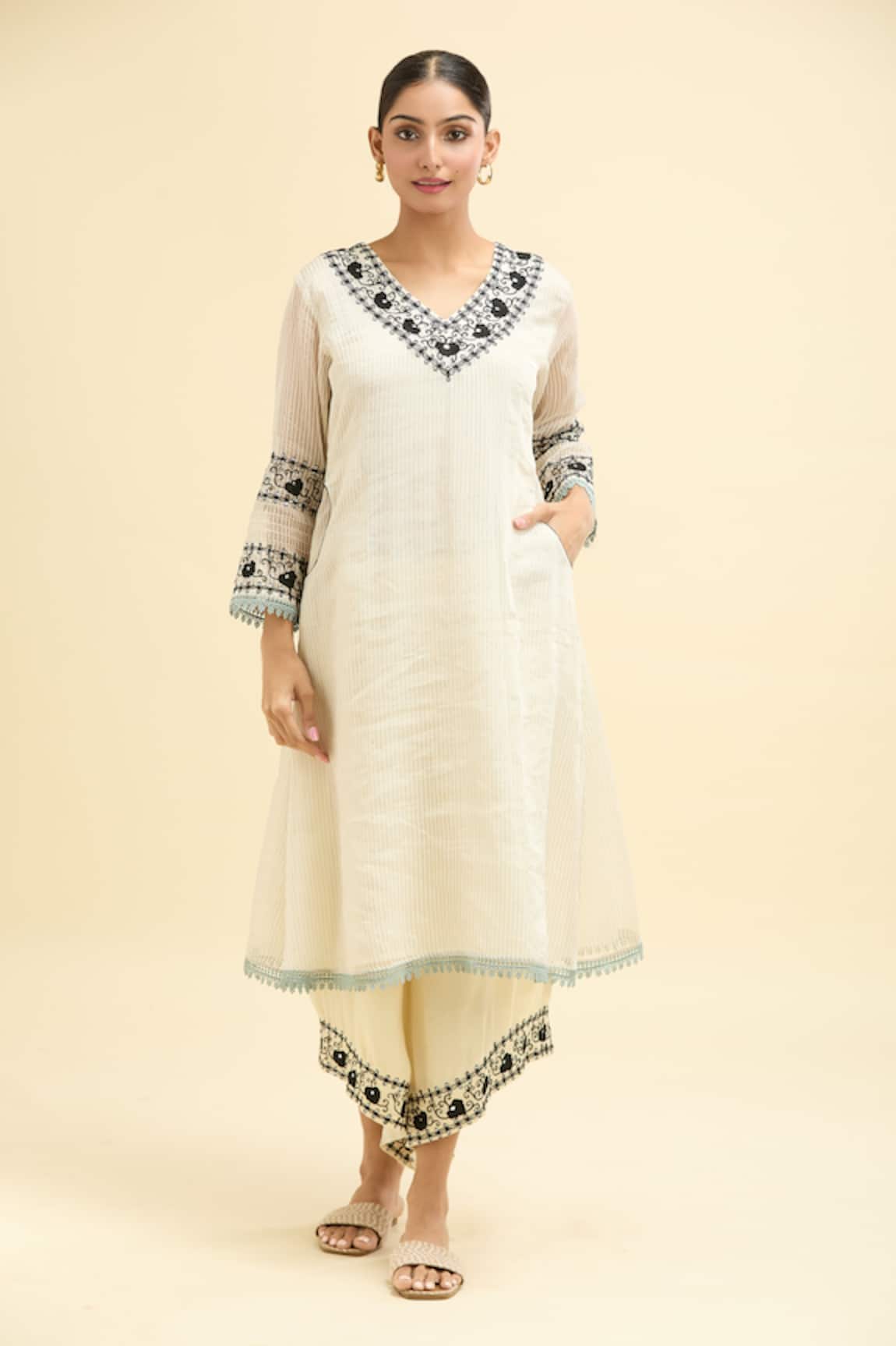 Shipraa Grover Rheya Embroidered Kurta Palazzo Set