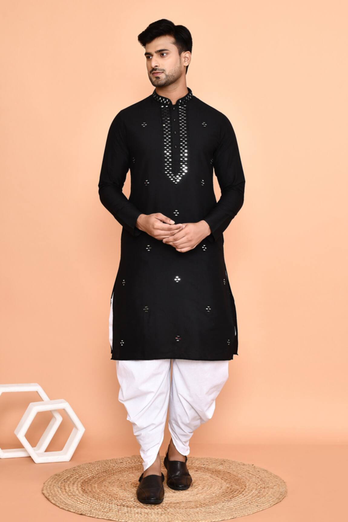 Arihant Rai Sinha Geometric Mirror Embroidered Kurta With Patiyala 