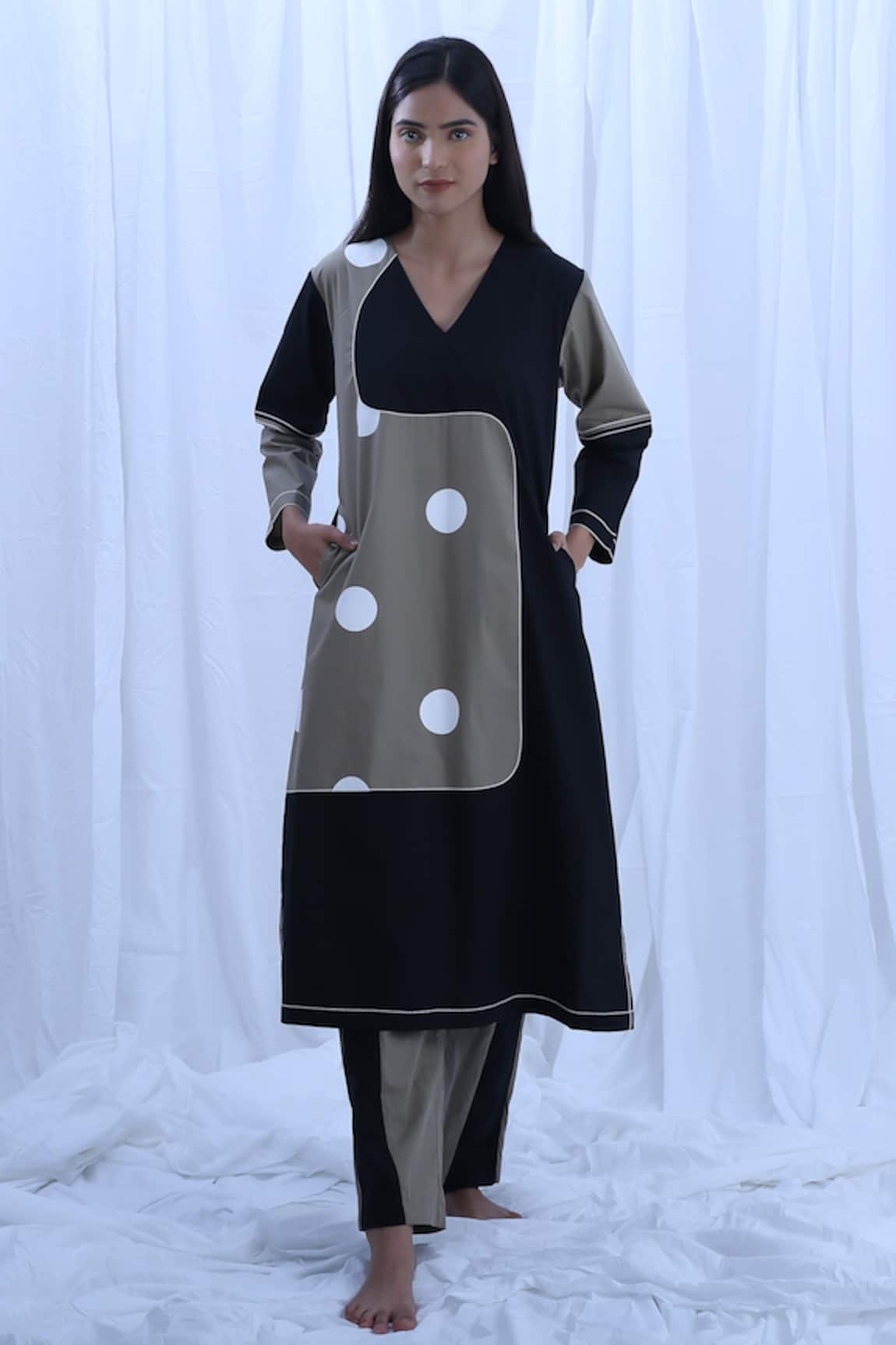 Khat Earthy Polka Dots Print Kurta & Pant Set 
