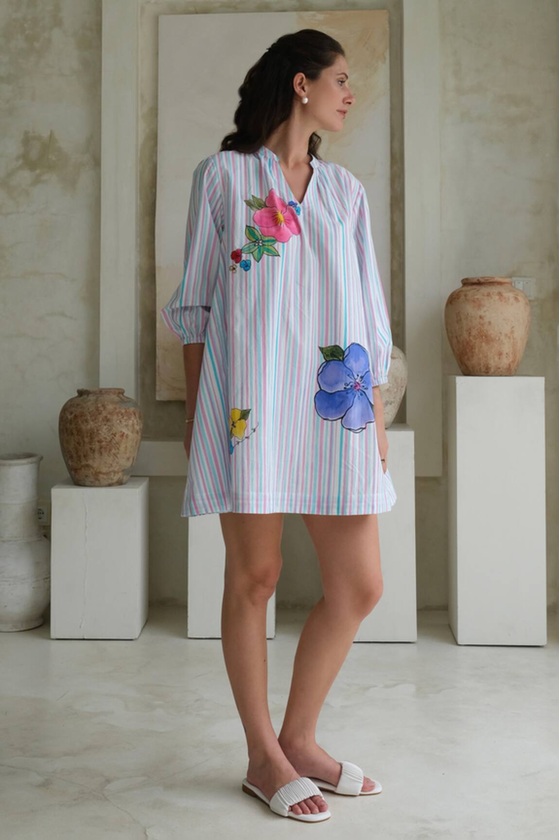 Roza Wisteria Floral Print Skater Dress