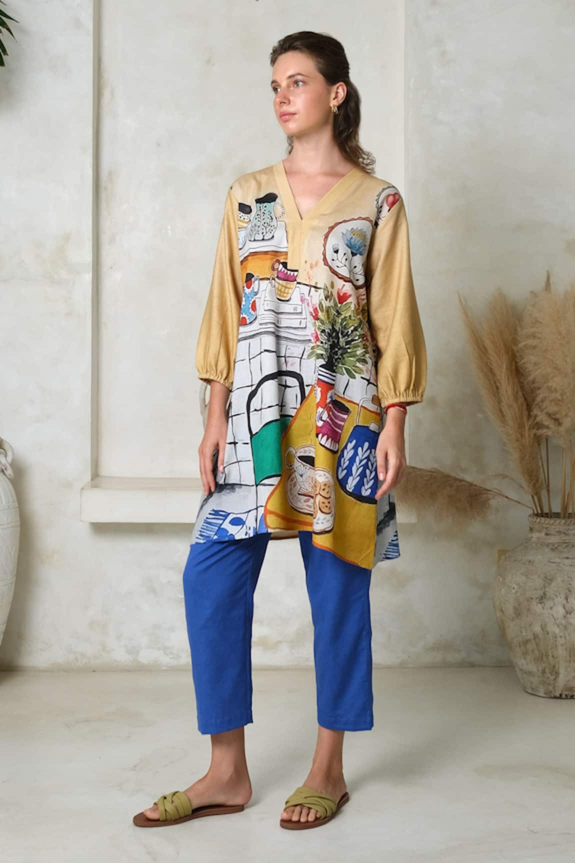 Roza High Tea Print Tunic With Pant