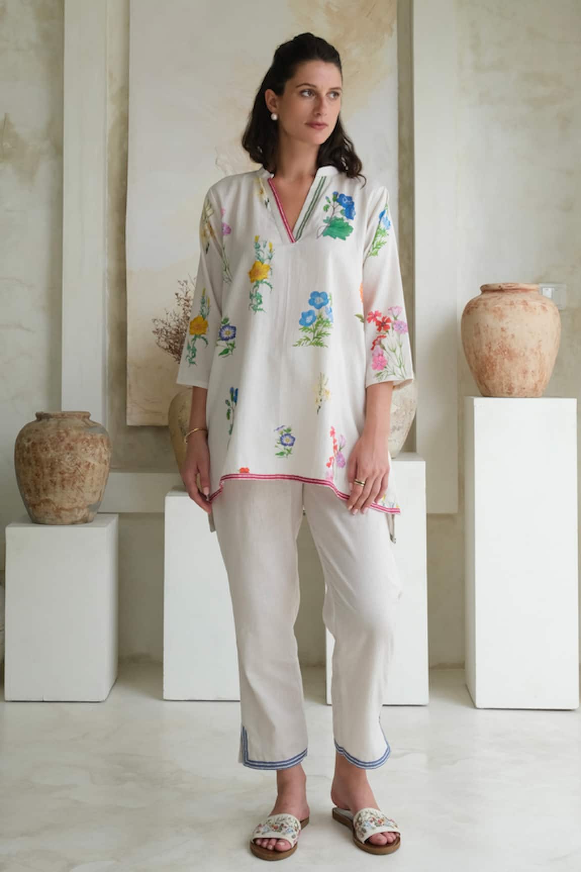 Roza Marigold Floral Print Tunic With Pant