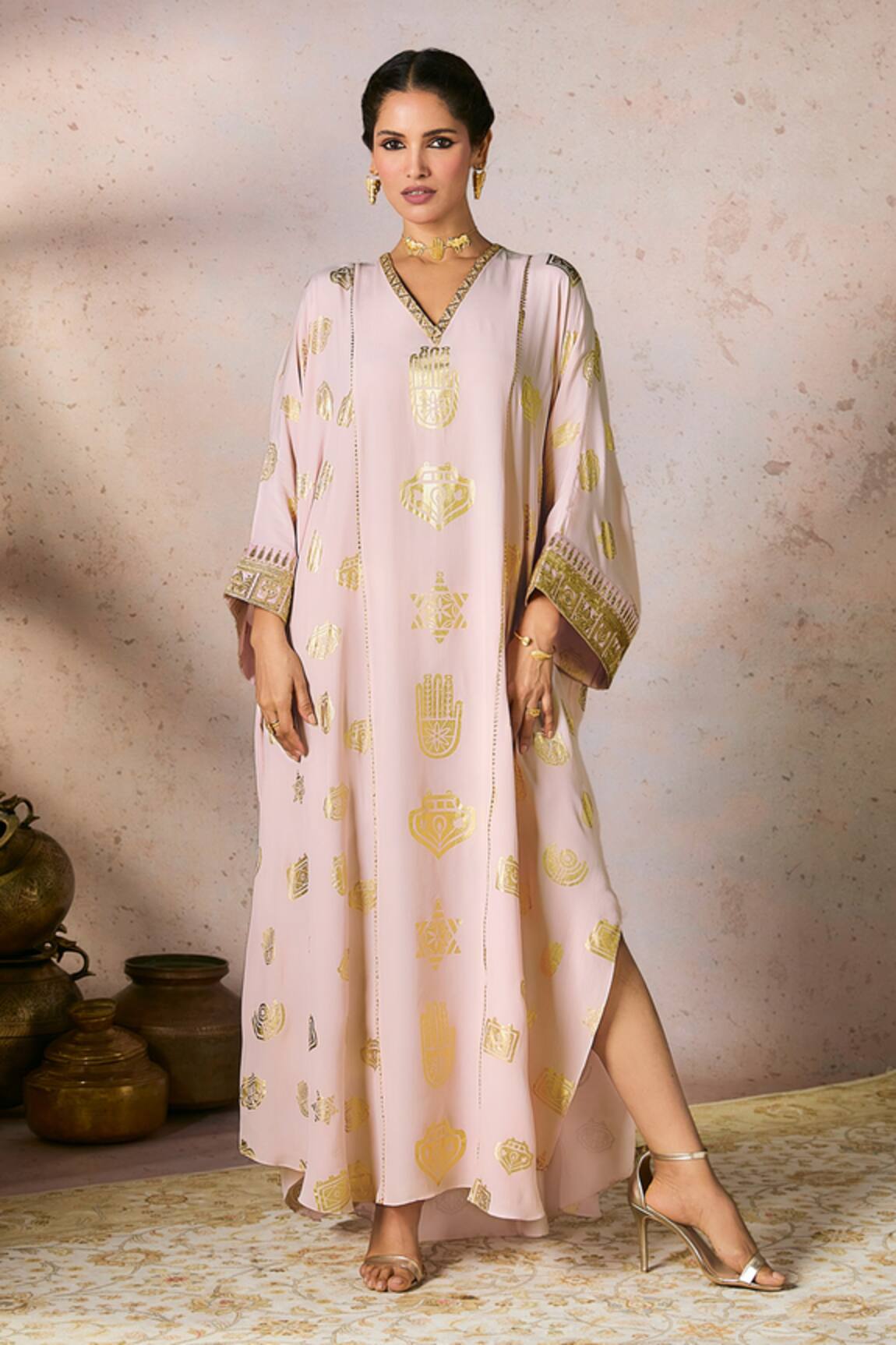 Masaba Trinkets Foil Print Slit Kaftan