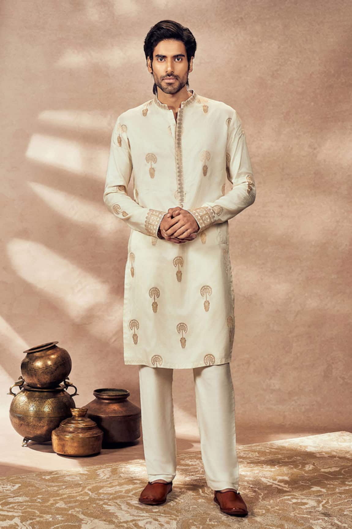 Masaba Travellers Jacquard Silk Embroidered Kurta & Pant Set