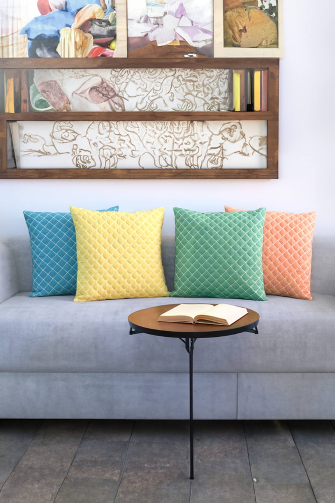 Mid July Home Classic Quilted Pattern Cushion Cover 4 Pcs Set 