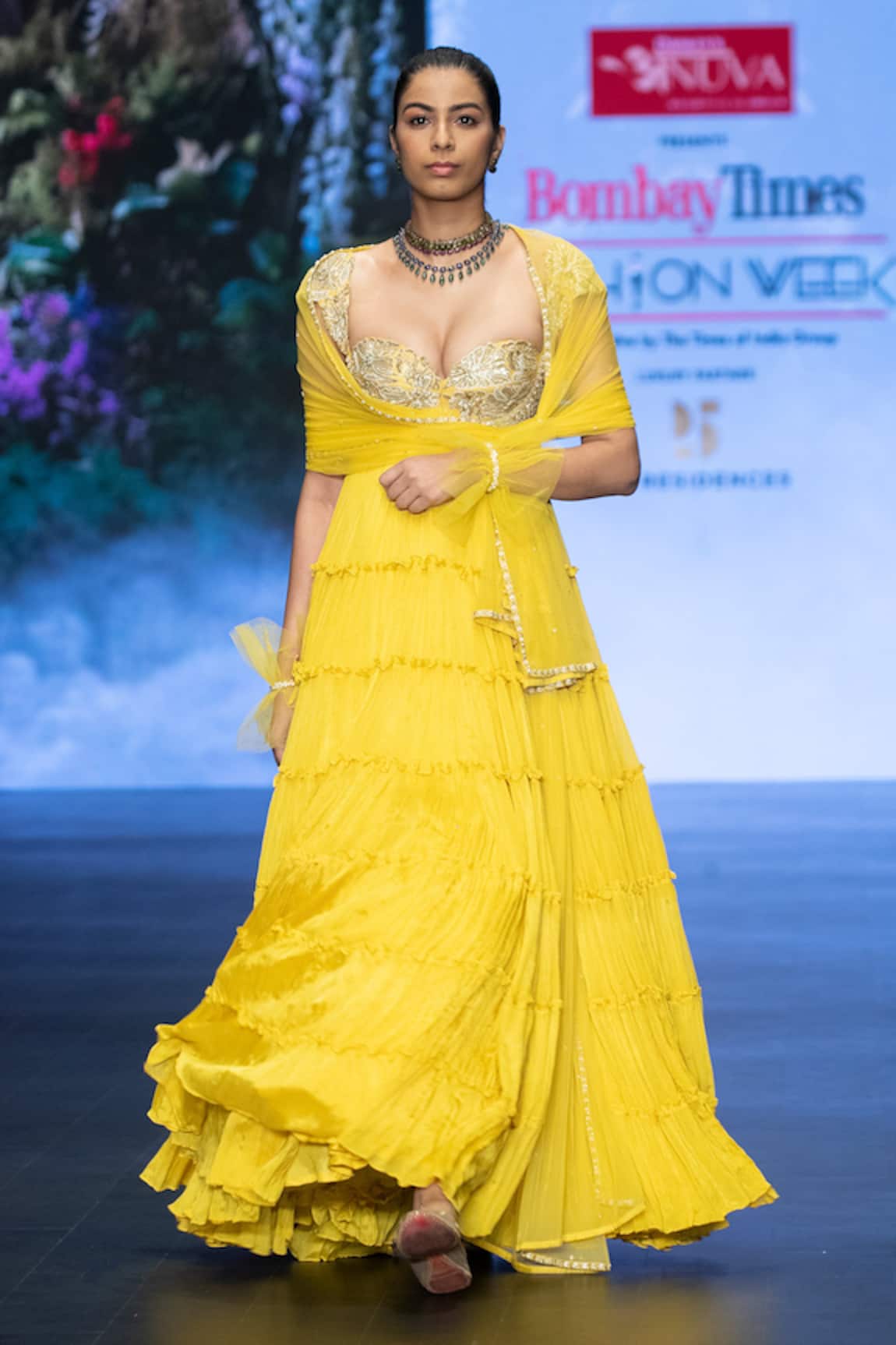 Anu Pellakuru Zardozi Embroidered Tiered Anarkali With Dupatta