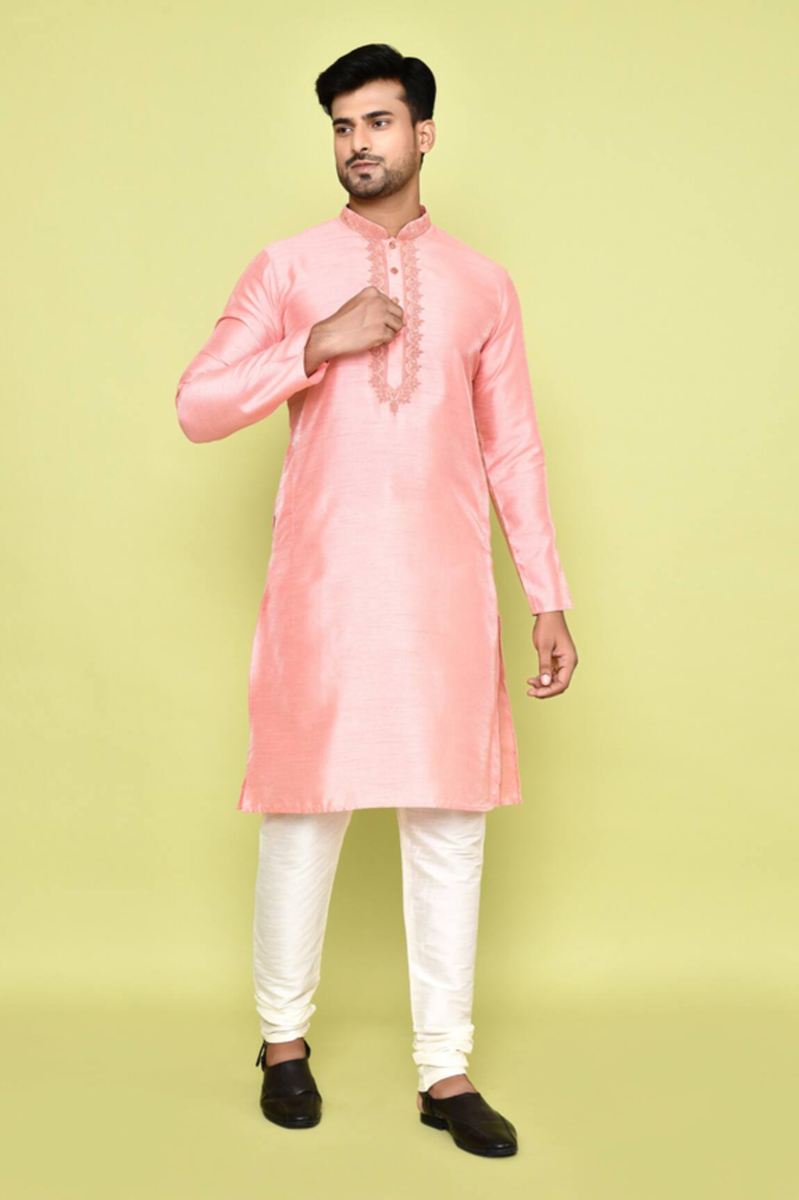 Arihant Rai Sinha Threadwork Placket Kurta With Churidar 