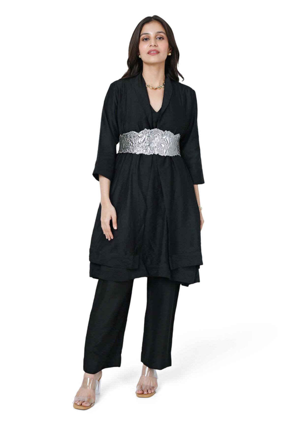 Komal Shah Solid Layered Kurta With Pant Set 