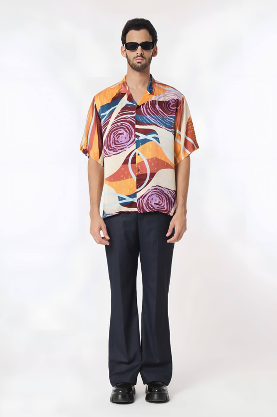 Dark Hour Abstract Print Half Sleeve Shirt 