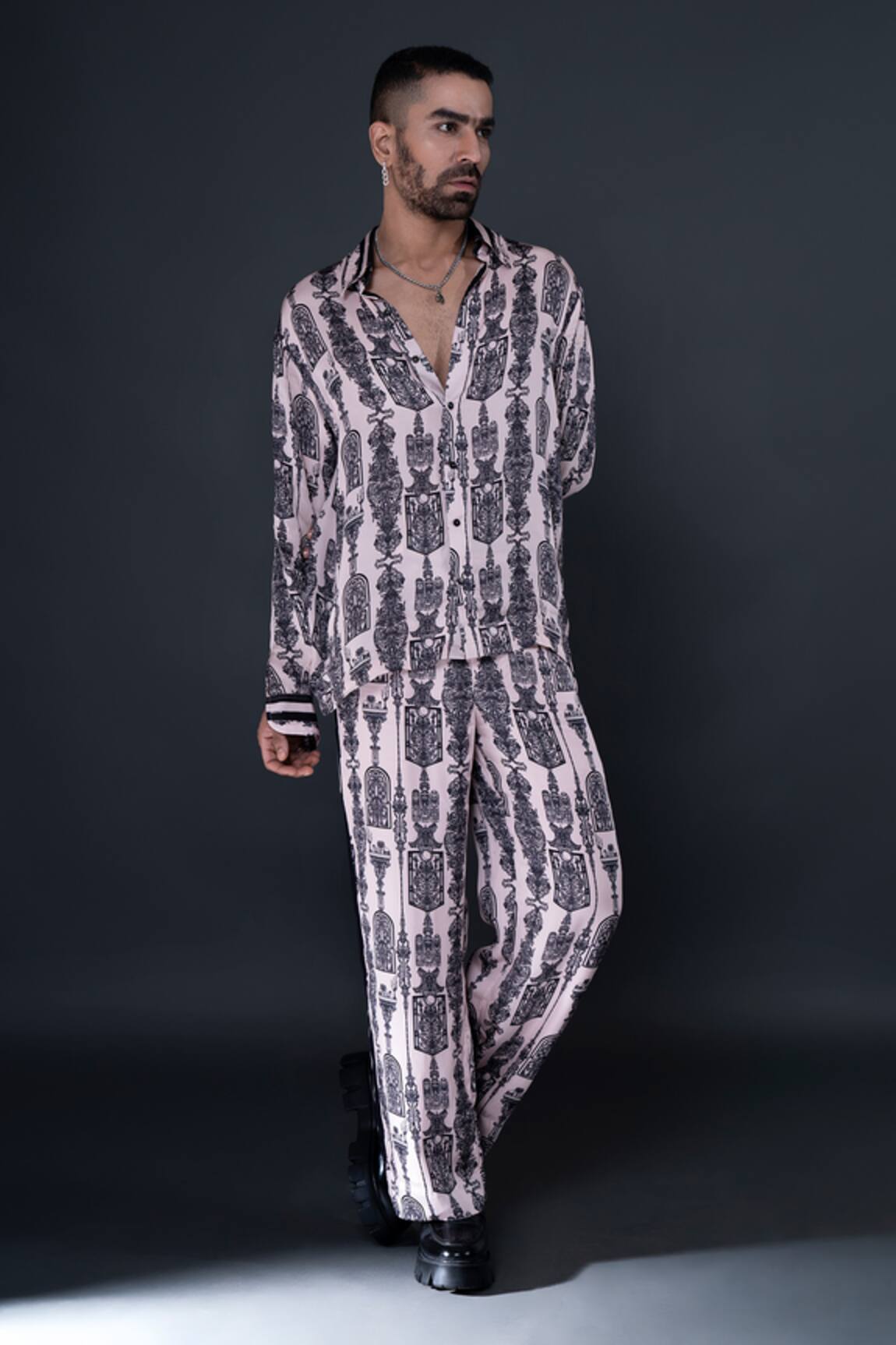 Dark Hour Abstract Print Shirt & Pant Set