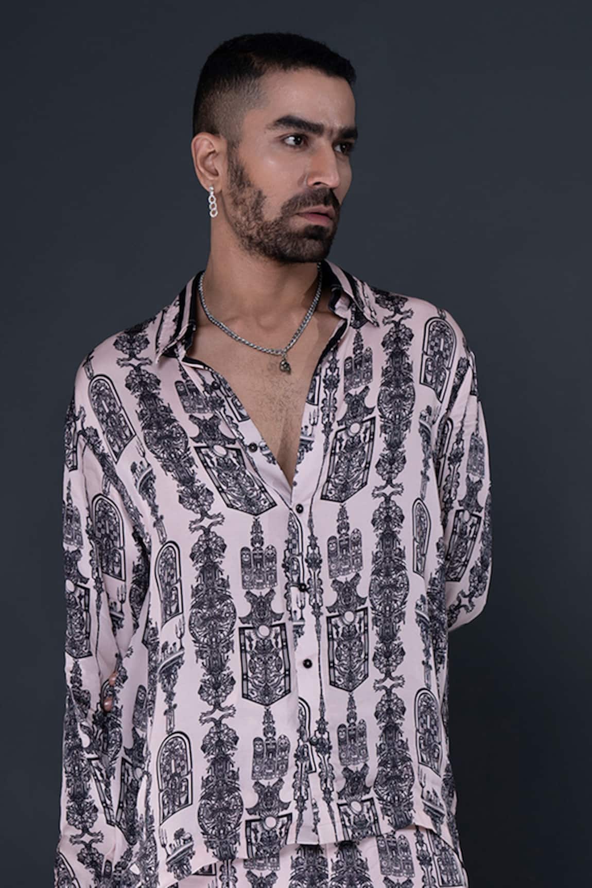 Dark Hour Abstract Print Button Down Shirt