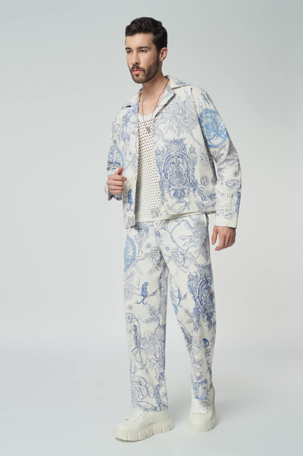 Dark Hour Toile De Jouy Print Shacket With Pant