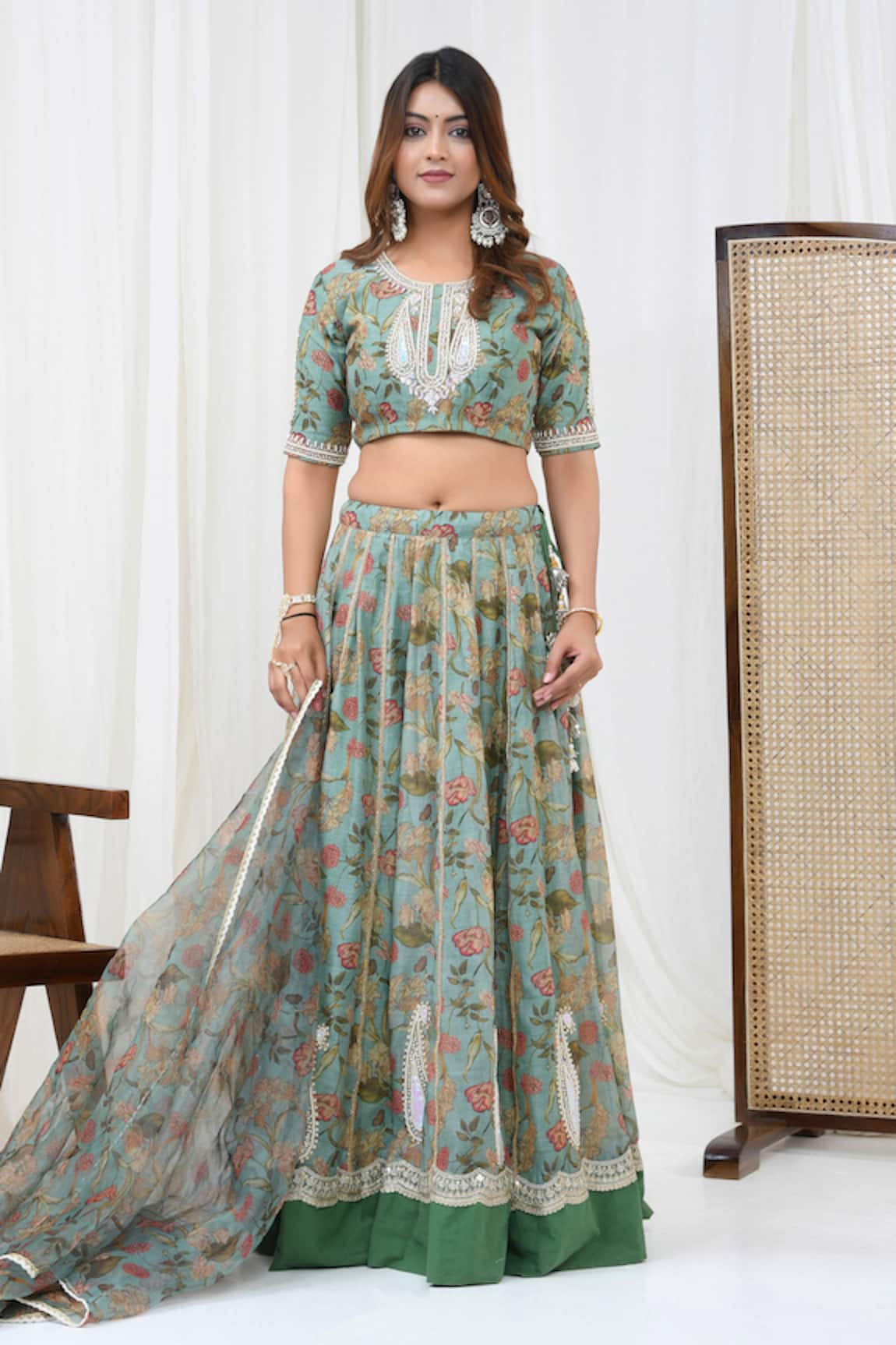 Yuvraani Jaipur Floral Print Embroidered Lehenga Set 