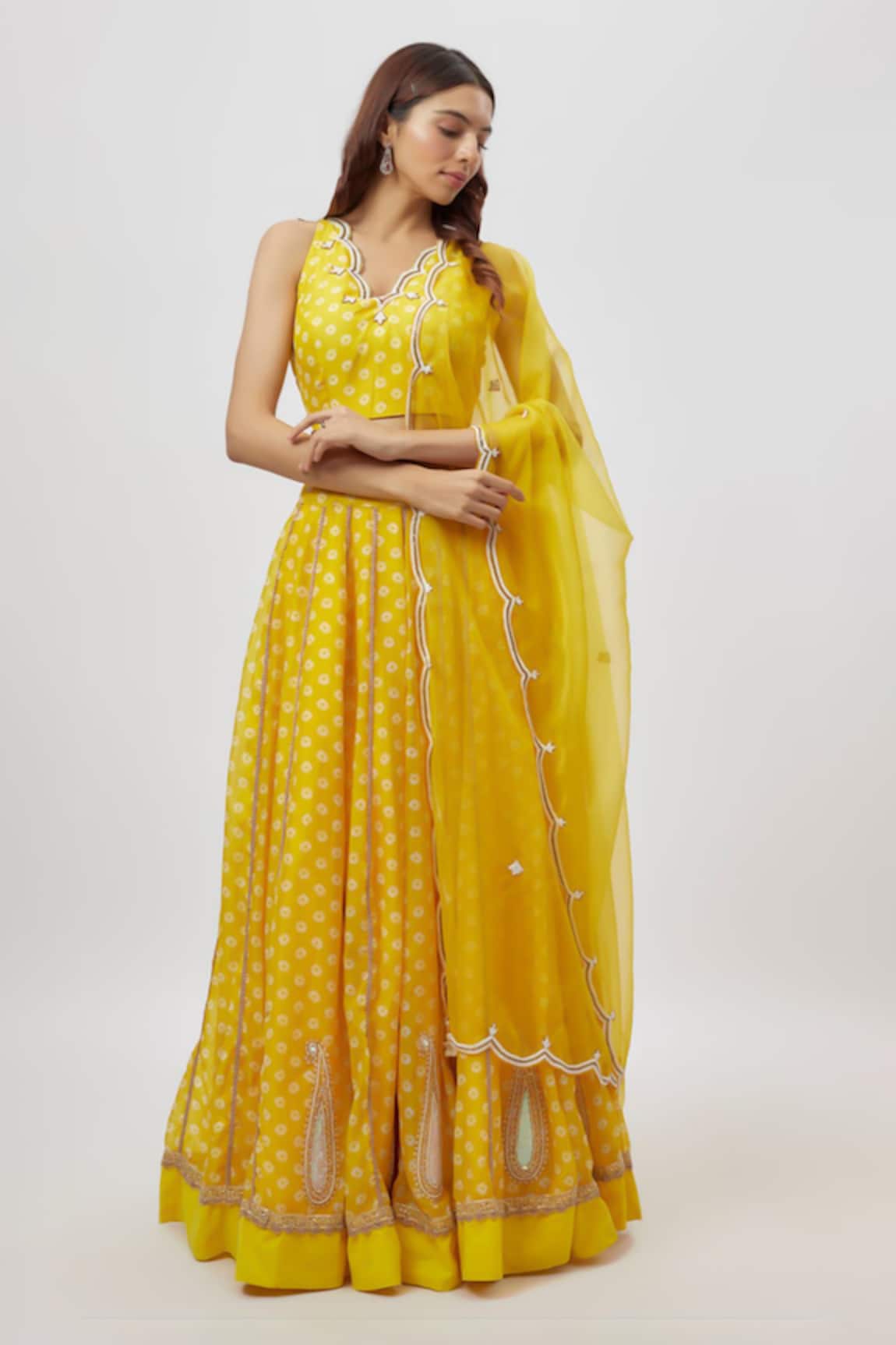 Yuvraani Jaipur Scallop Embroidered Blouse & Lehenga Set