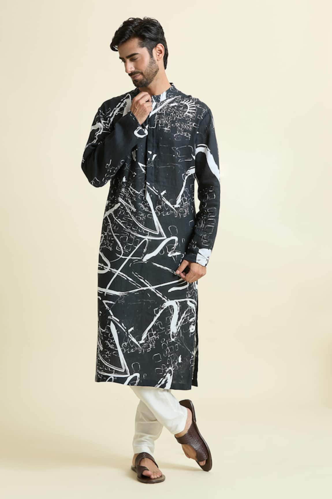 Anamika Khanna Monochromatic Print Kurta