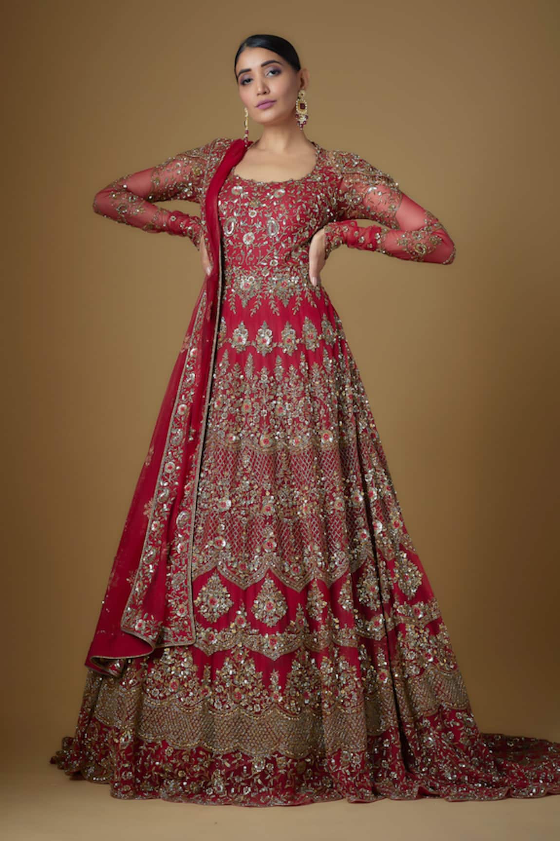 FATIZ Hand Embroidered Anarkali With Dupatta