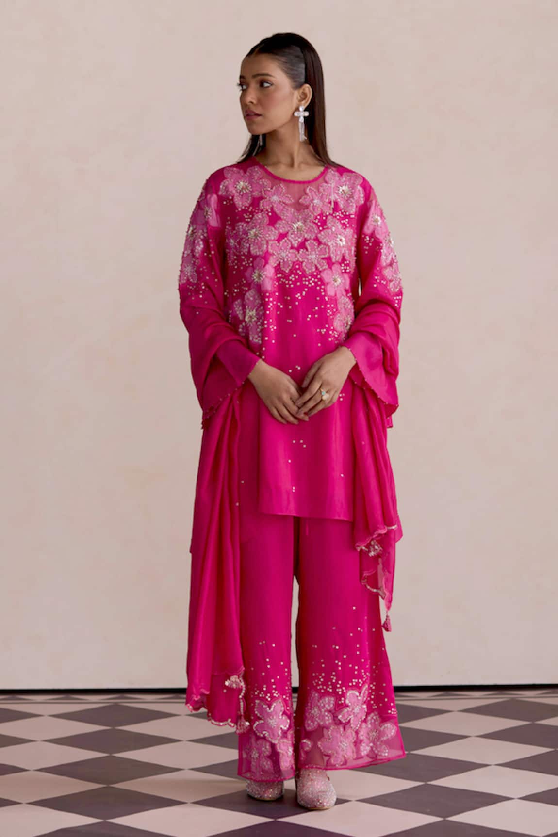One Not Two Sequins Work Scalloped Dupatta 