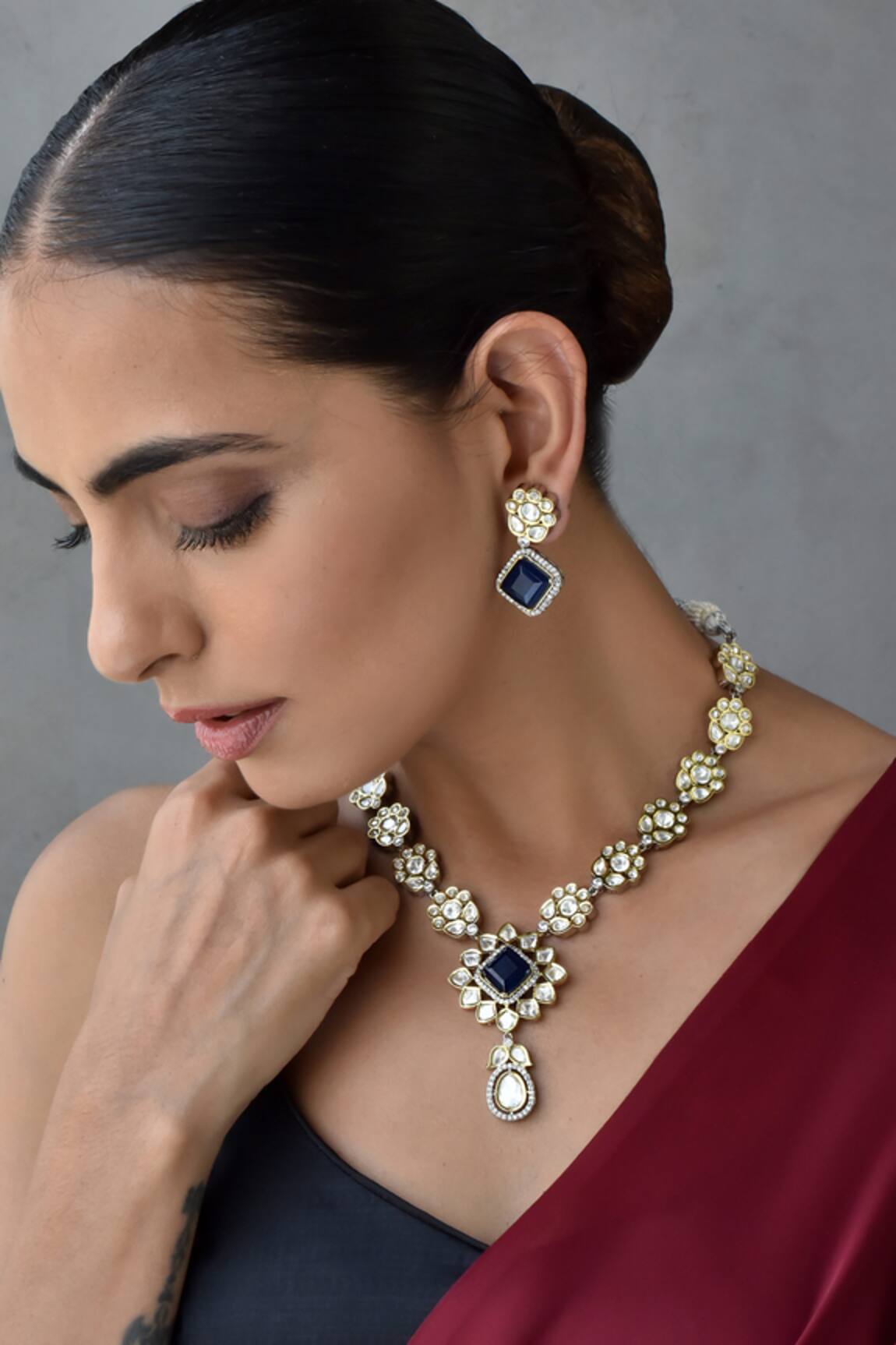 Swabhimann Polki Stone Embellished Necklace Set