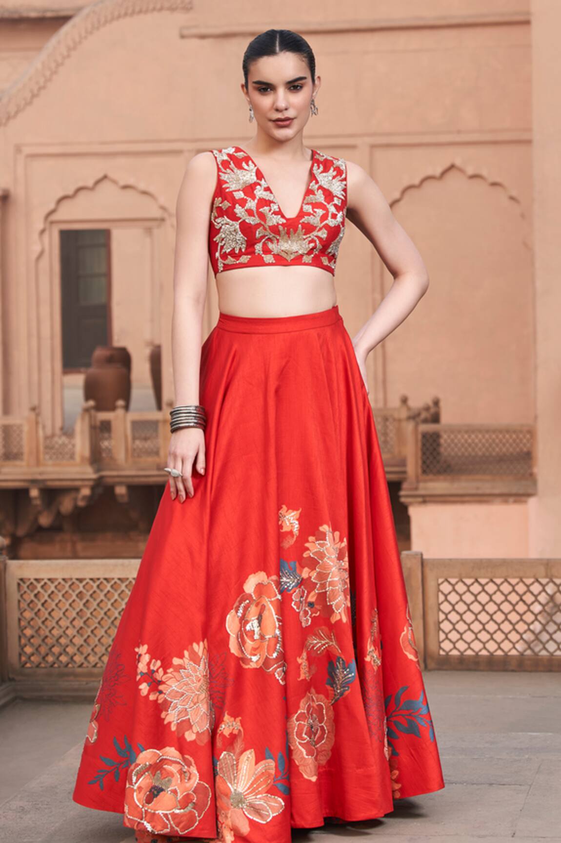 Archana Shah Embroidered Blouse & Lehenga Set 