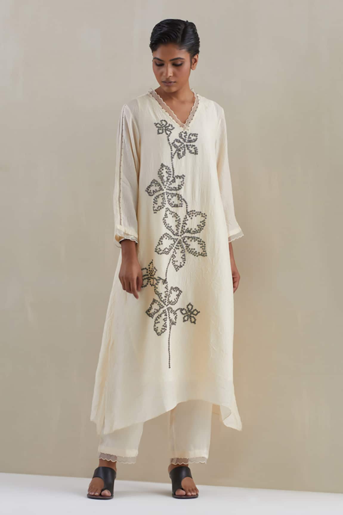 One Not Two Floral Hand Embroidered Kurta Pant Set