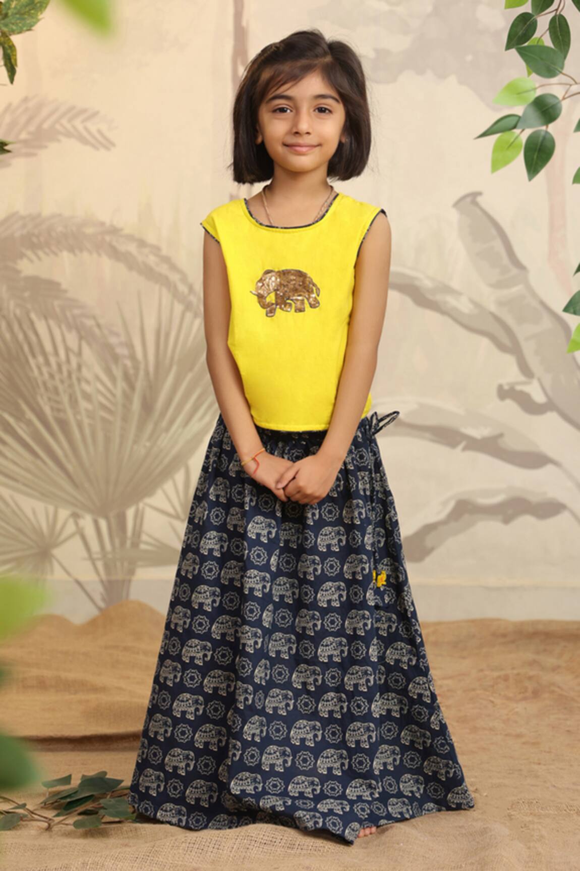 Cute Couture Elephant Motif Print Skirt With Top 