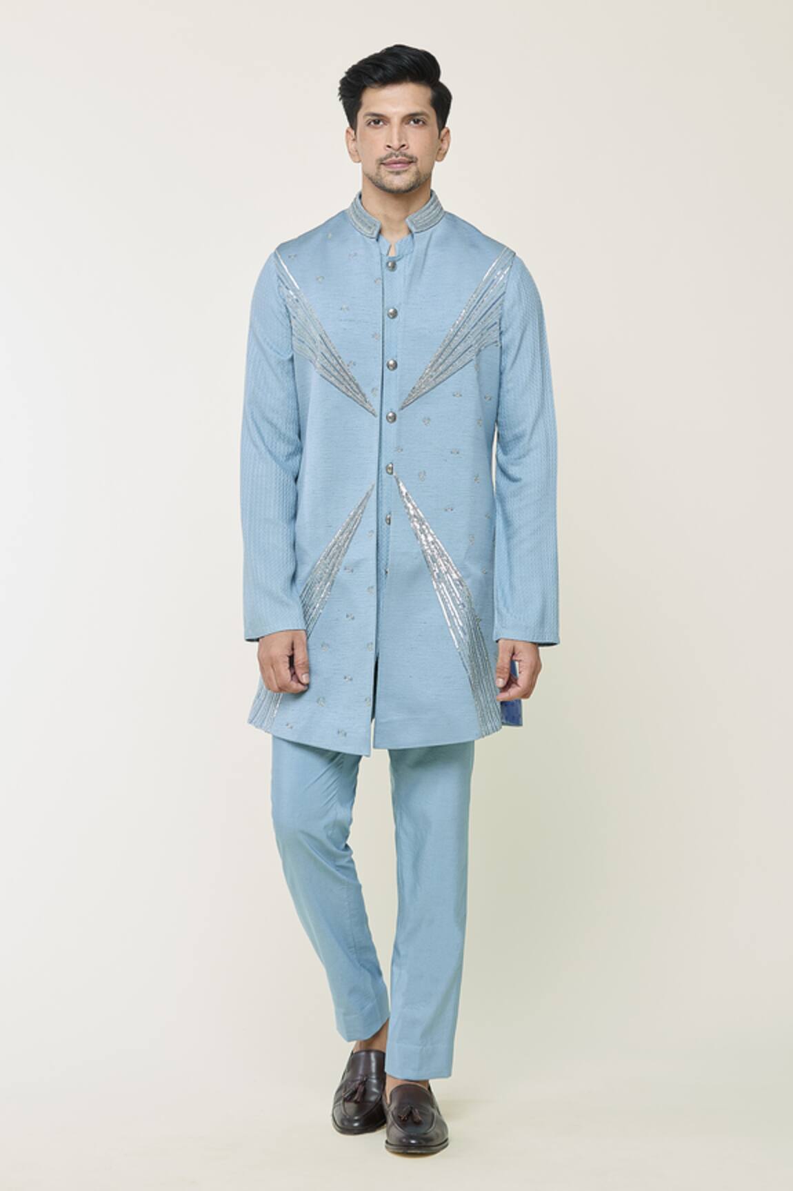 Contrast By Parth Ethereal Embroidered Jacket & Kurta Set 