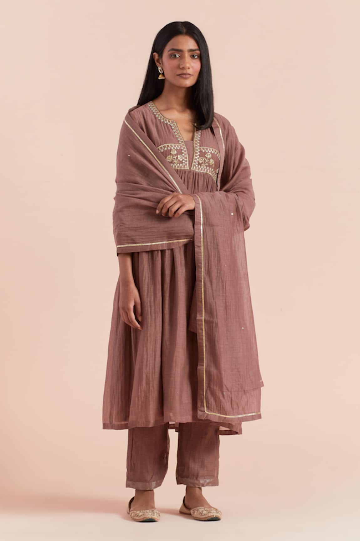 Priya Chaudhary Floral Embroidered A-Line Kurta Set