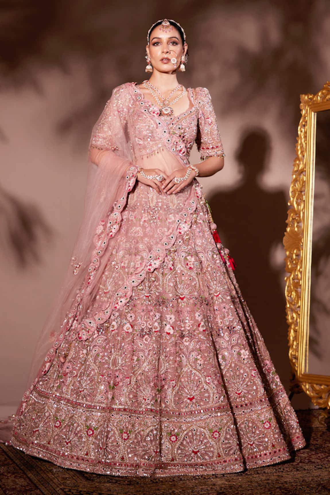 Chaashni By Maansi And Ketan Designer Pink Embroidered Lehenga Set