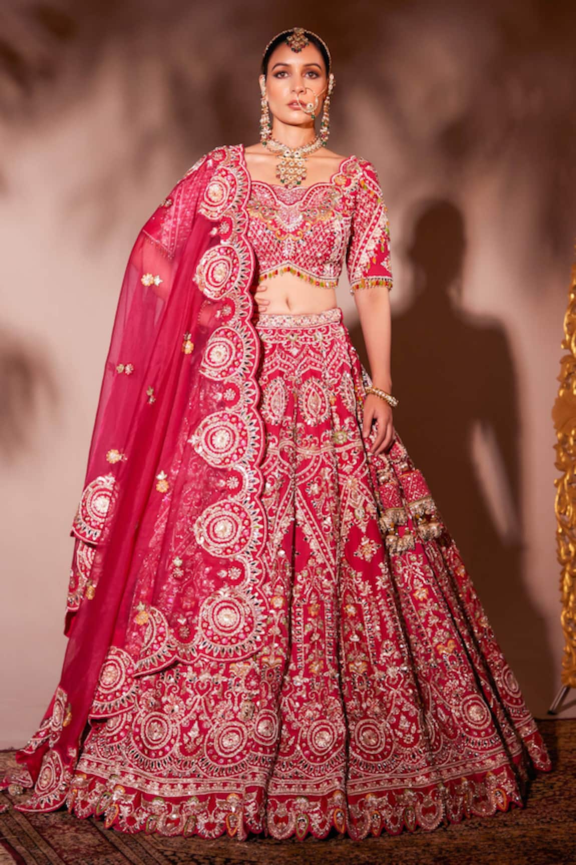 Chaashni By Maansi And Ketan Embroidered Pink Bridal Lehenga Set
