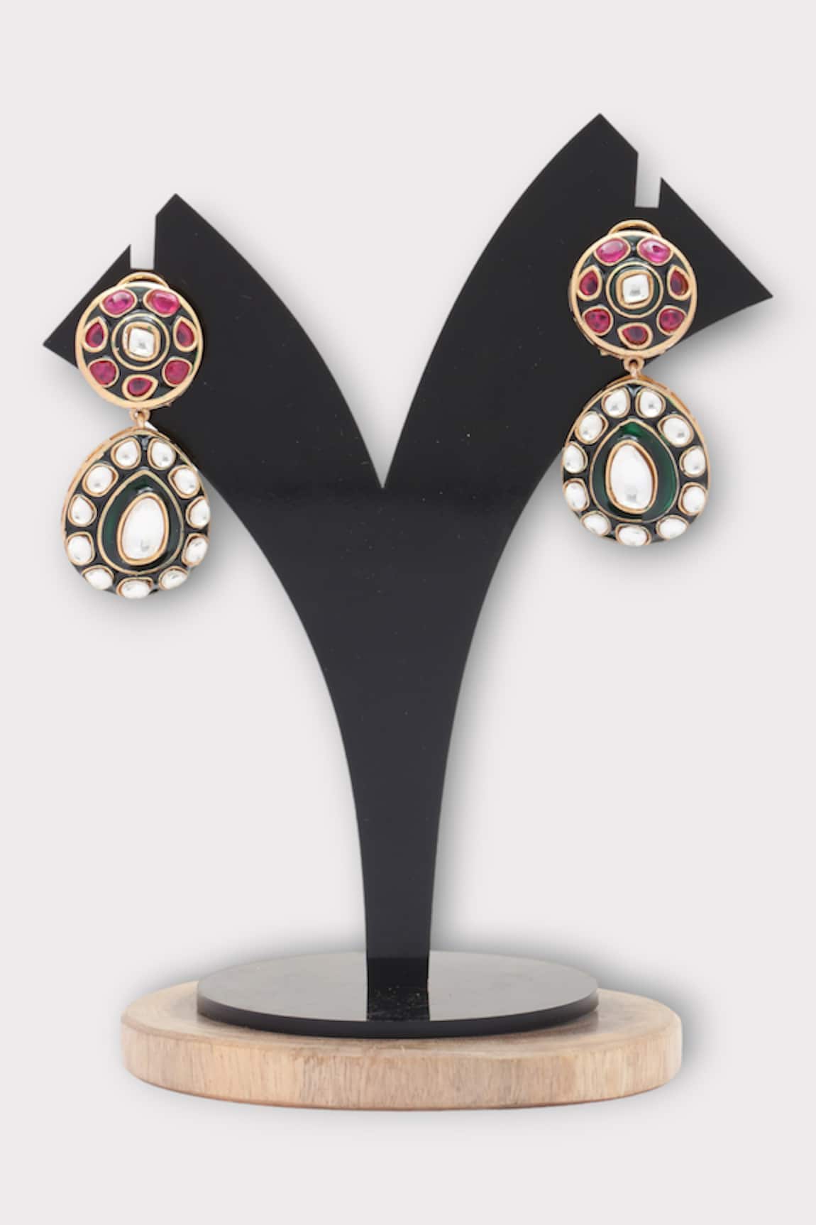 Zaza By Somya Grace Polki Studded Drop Pattern Earrings