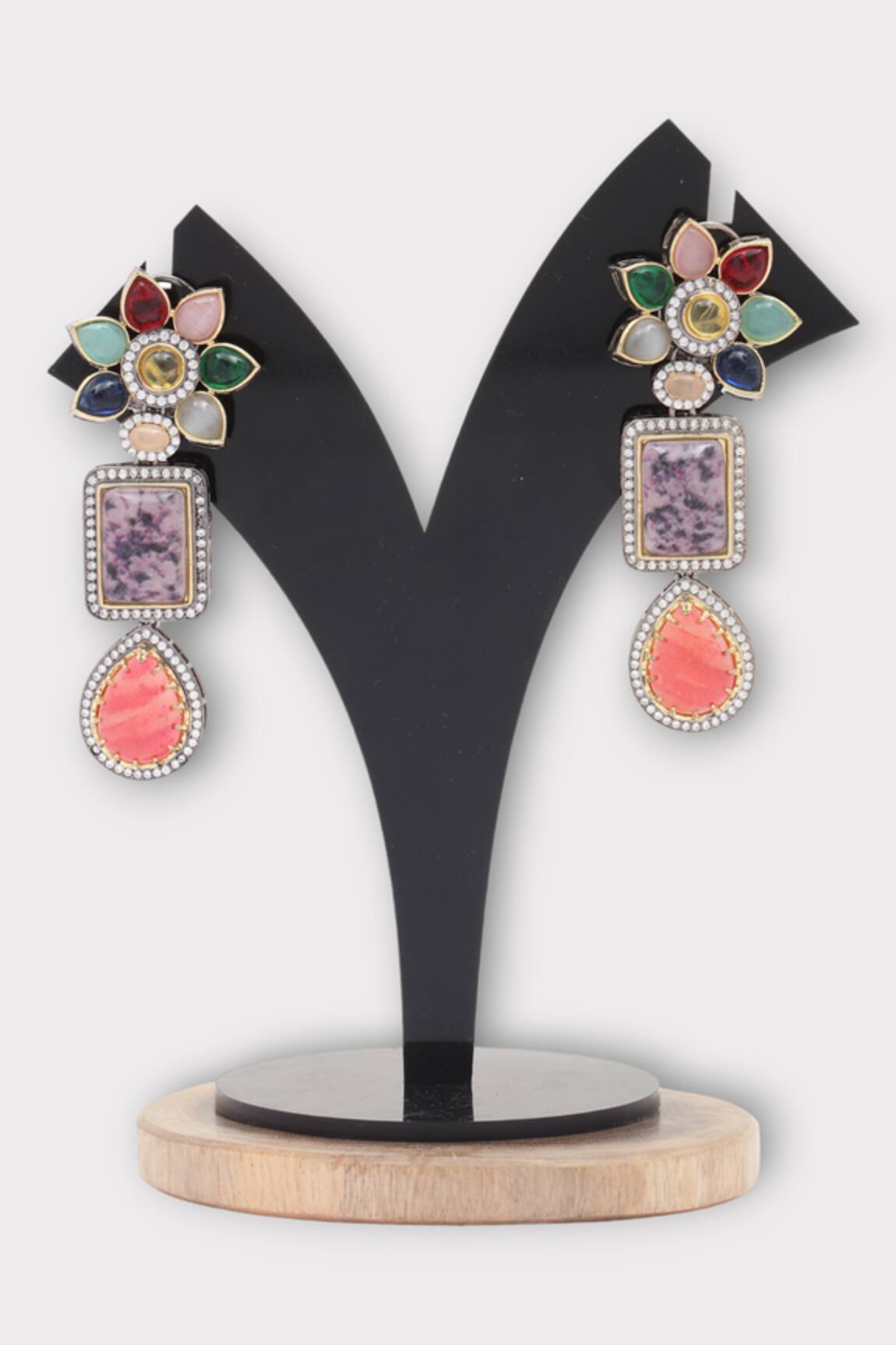 Zaza By Somya Eloquent Stone Studded Floral Earrings