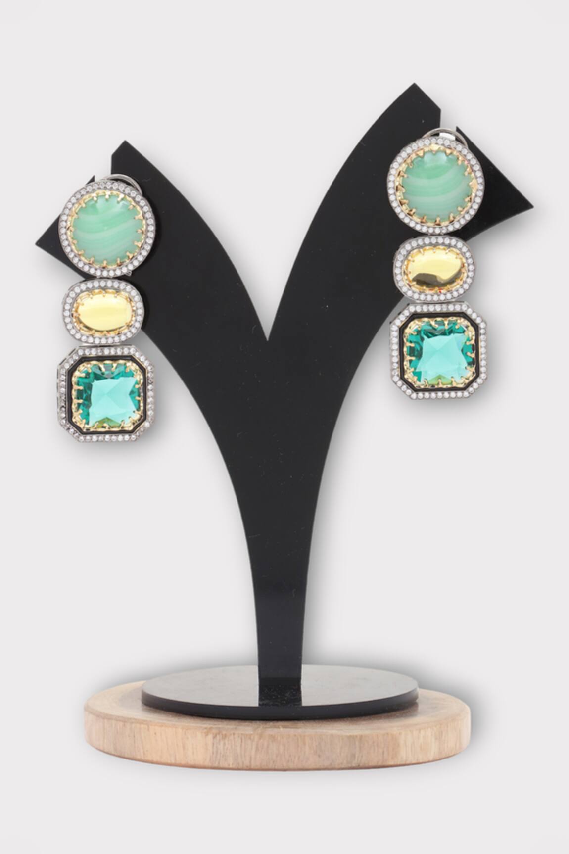 Zaza By Somya Serenity Geometric Stone Studded Earrings