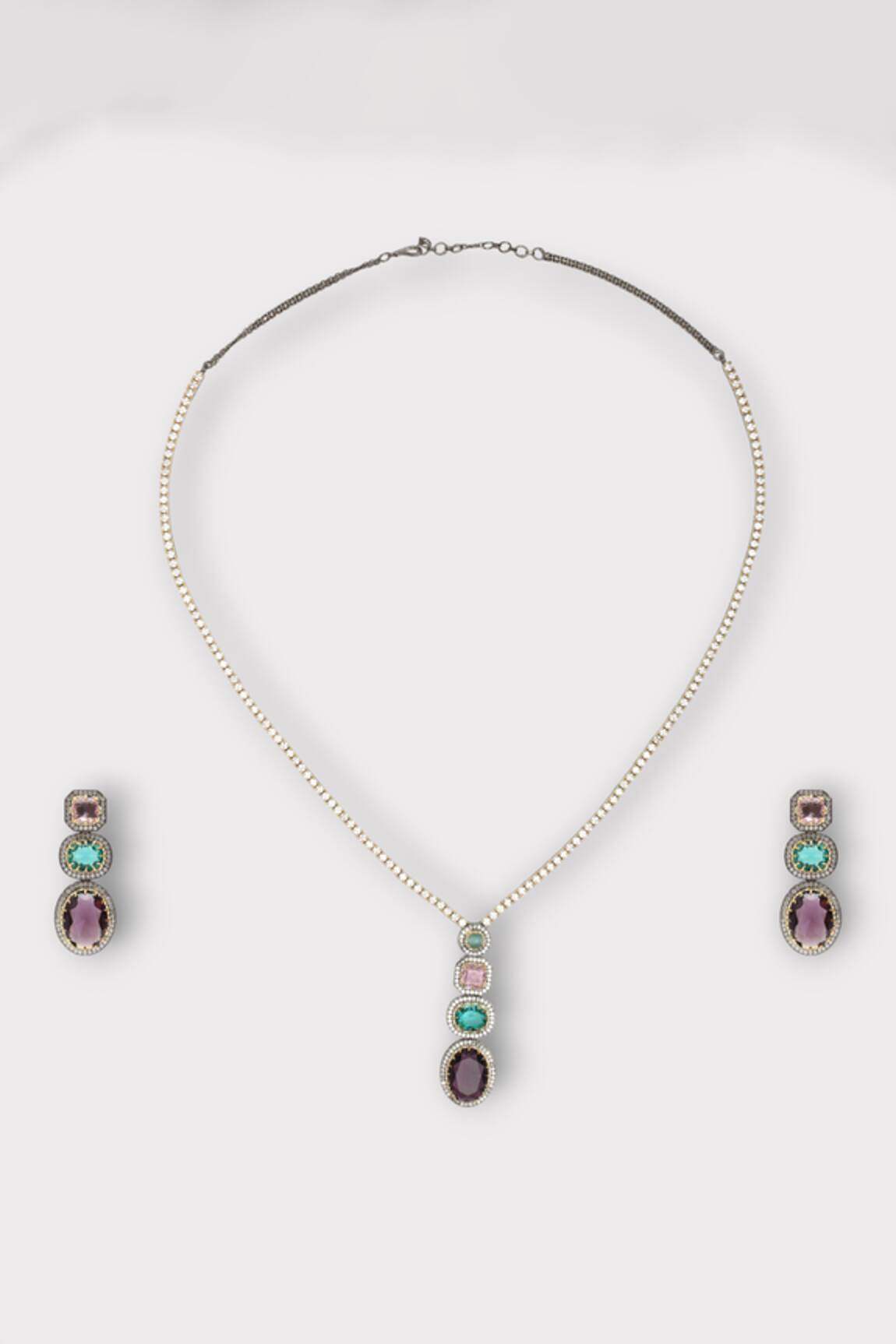 Zaza By Somya Treasure Stone Studded Necklace Set