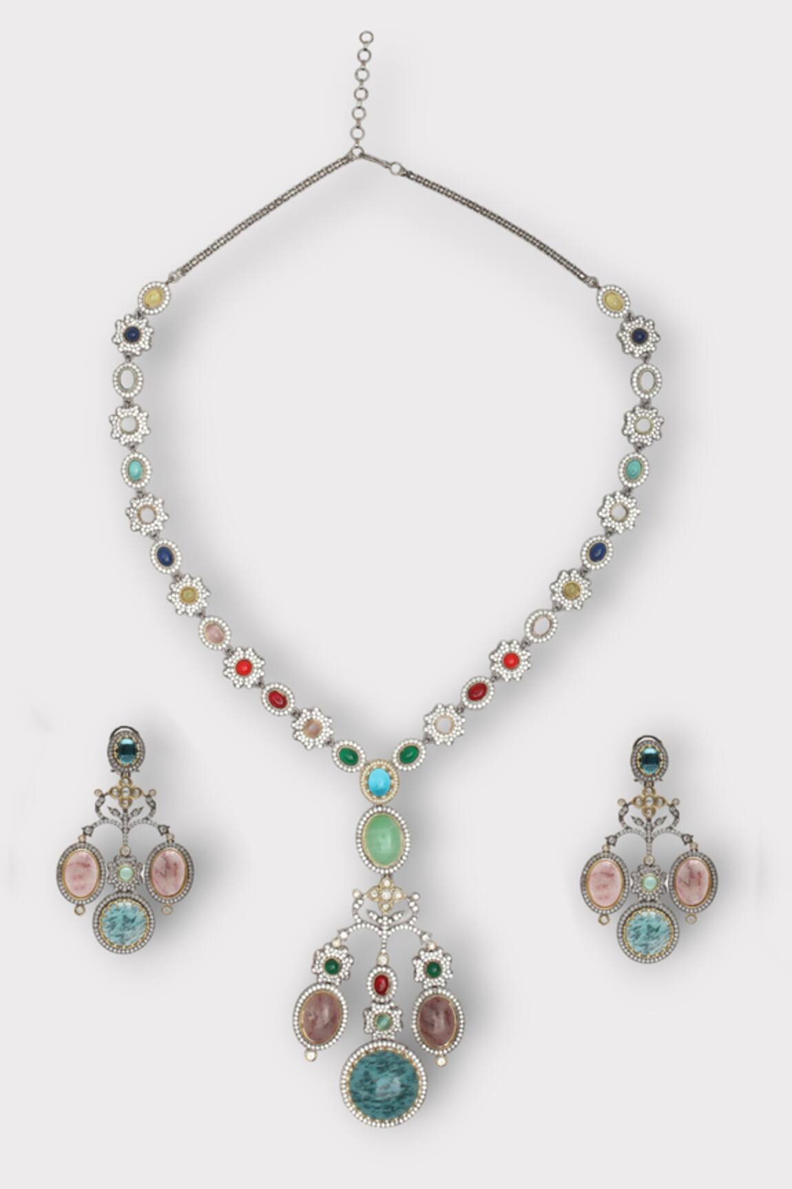 Zaza By Somya Floral Vine Stone Studded Necklace Set