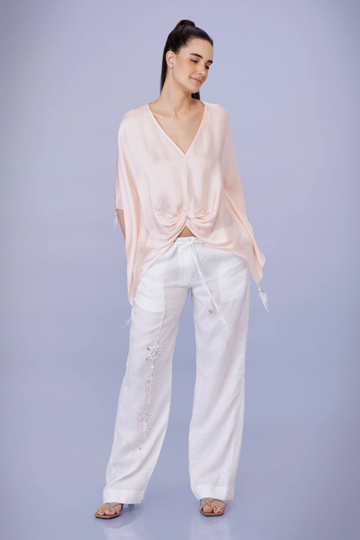 Dilnaz Pearl Snowflake Embroidered Trouser 