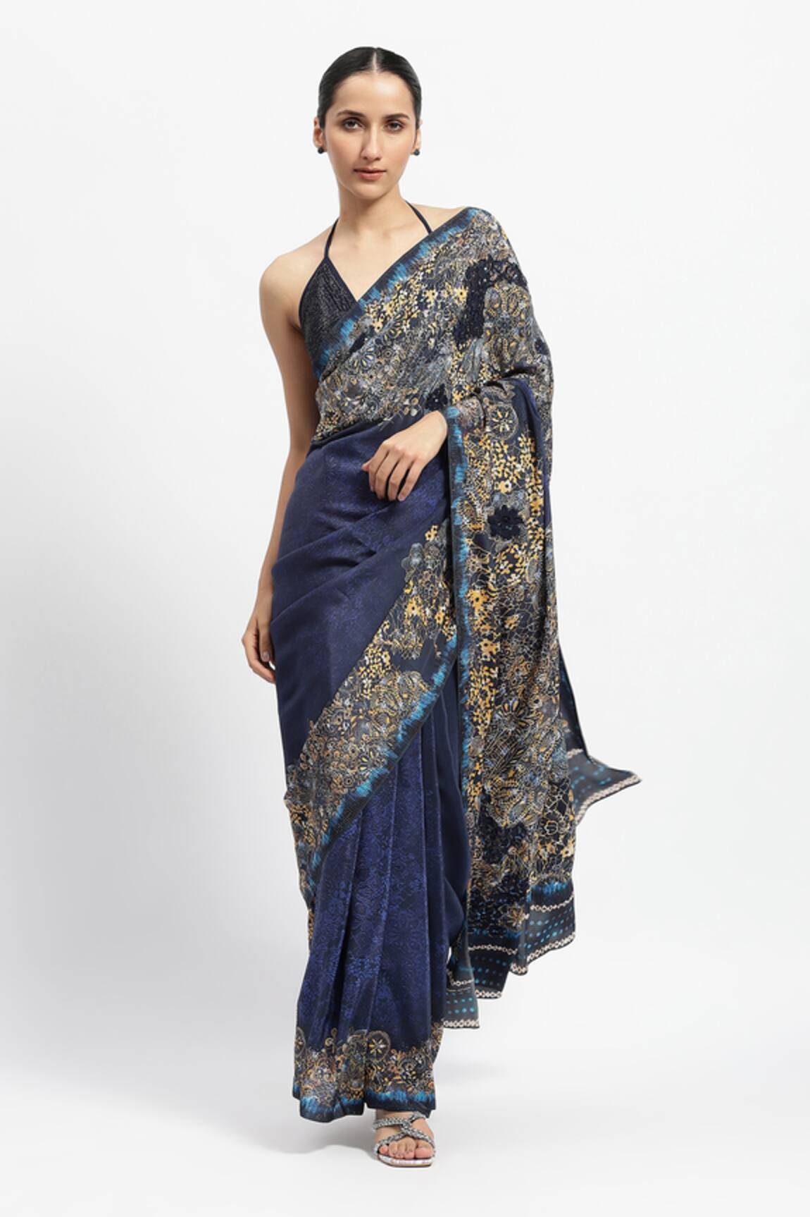 Satya Paul Sovereign Serenity Embellished Saree With Running Blouse 