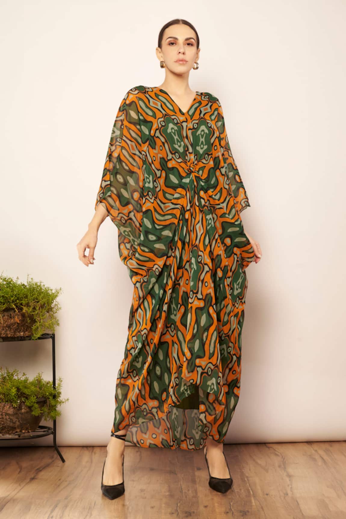 Babita Malkani Splash Dream Print Knotted Kaftan 