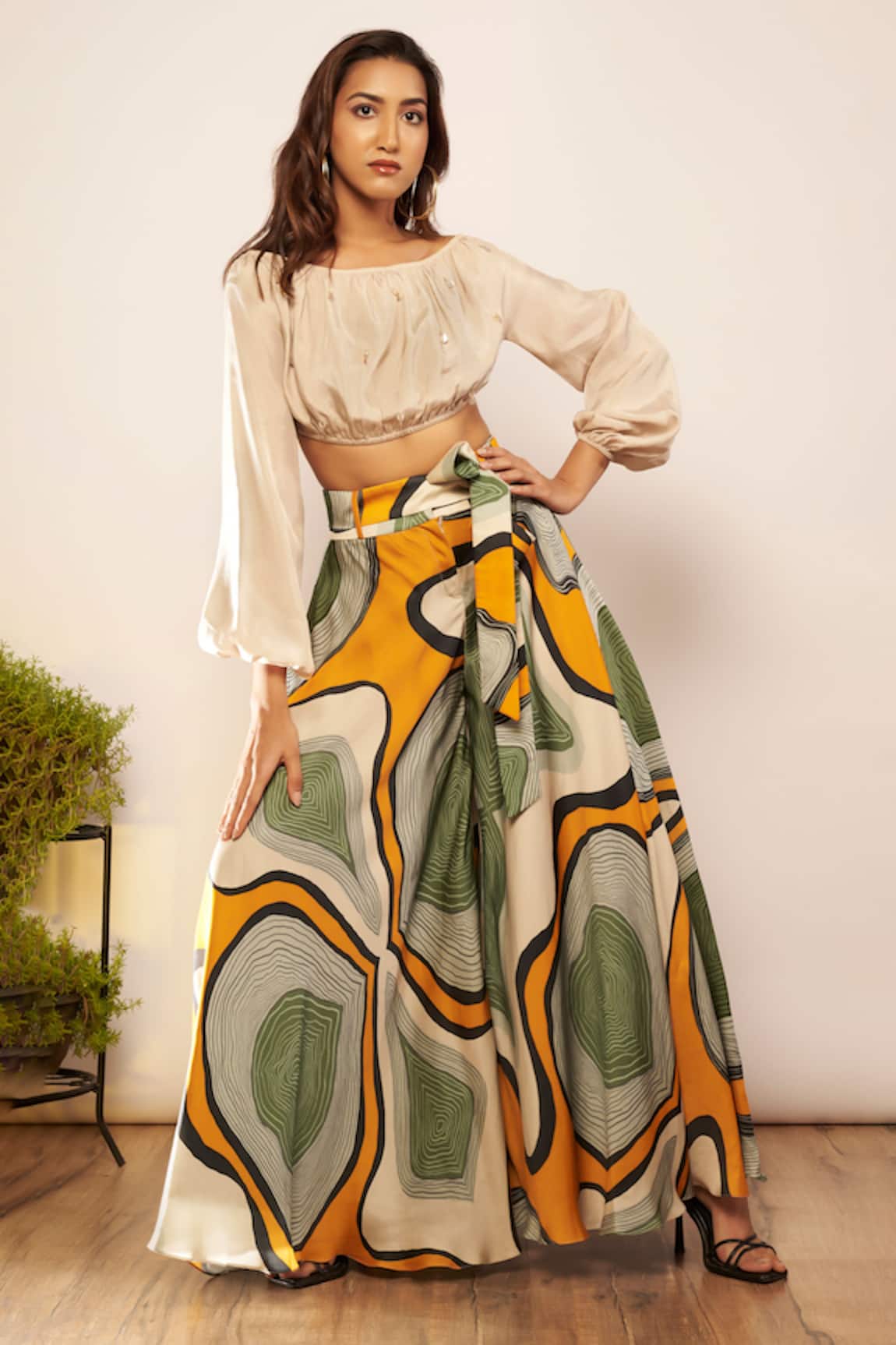 Babita Malkani Silk Off Shoulder Top 
